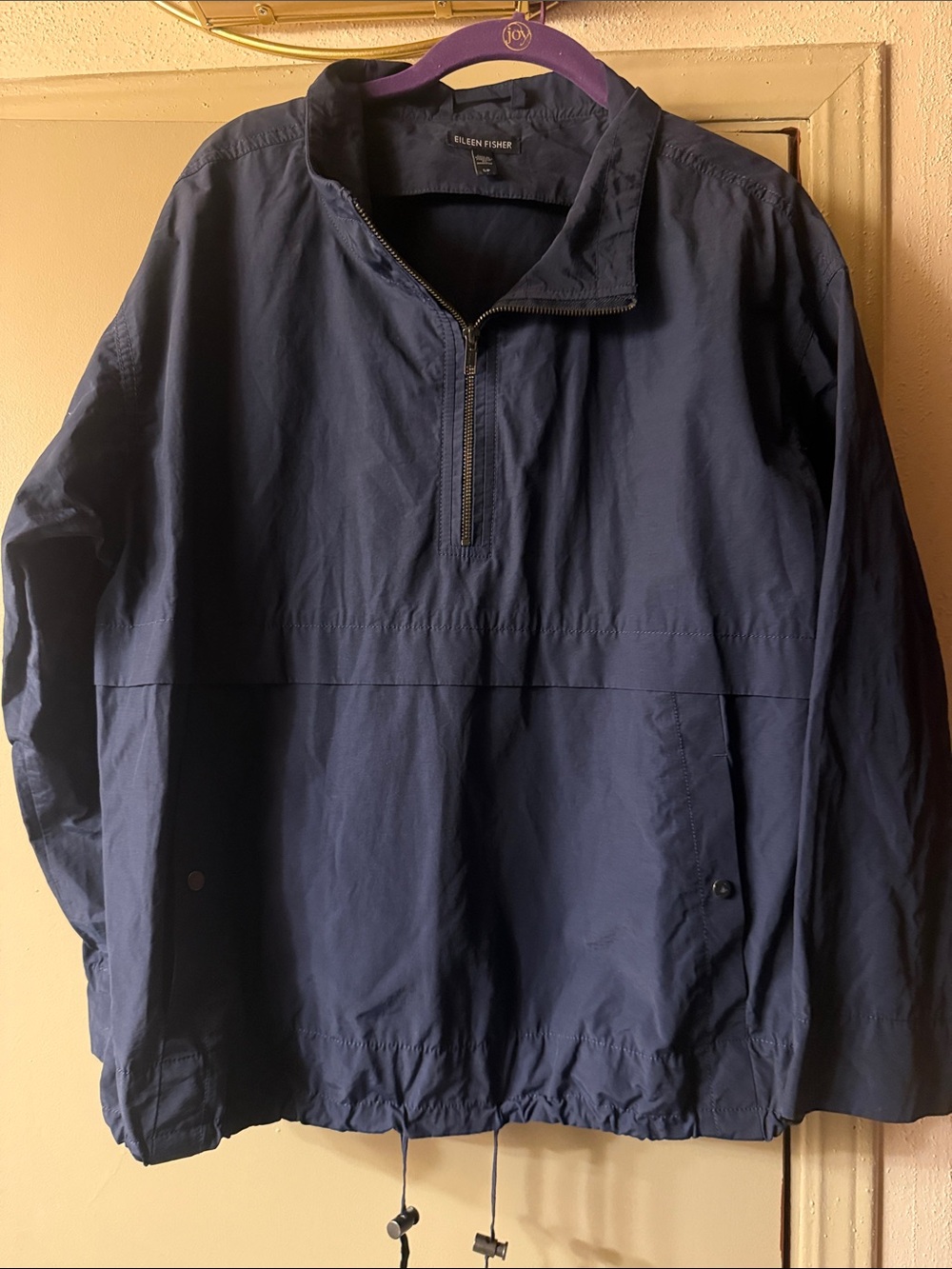 Eileen Fisher Navy Half-Zip Lightweight Jacket